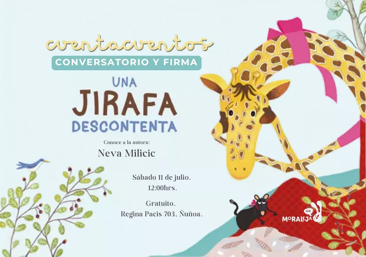 Cuentacuentos La Jirafa Descontenta y conversatorio con Neva Milicic