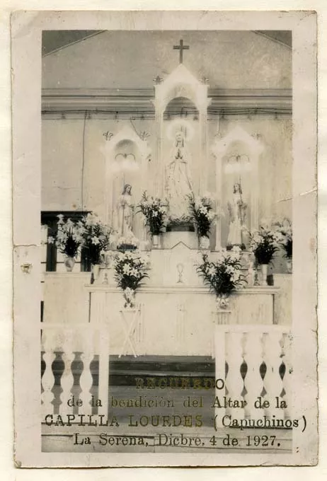 Recuerdo de la bendición del altar de la capilla Lourdes (Capuchinos)