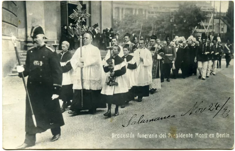 Procesión funeraria del Presidente Pedro Montt en Berlín