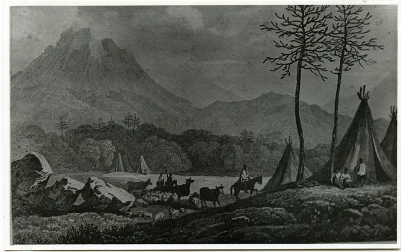 Chozas de pehuenches, 1800