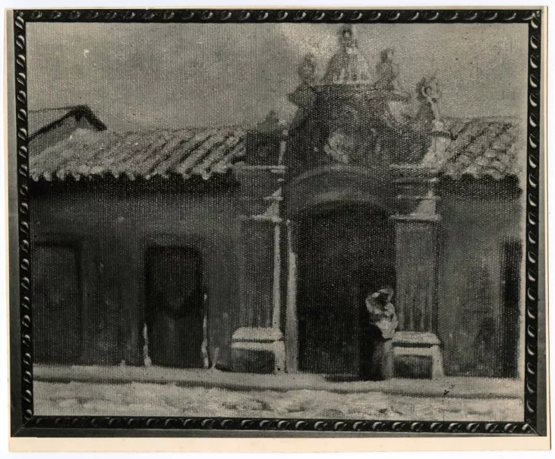 Pintura del portal de la casa del Conde de Villaseñor de La Serena