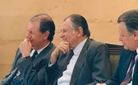 Su Excelencia con el Ministro de Educación Ricardo Lagos en la Ceremonia del Proyecto Mece. Escuela Valle Hermoso, Peñalolen.