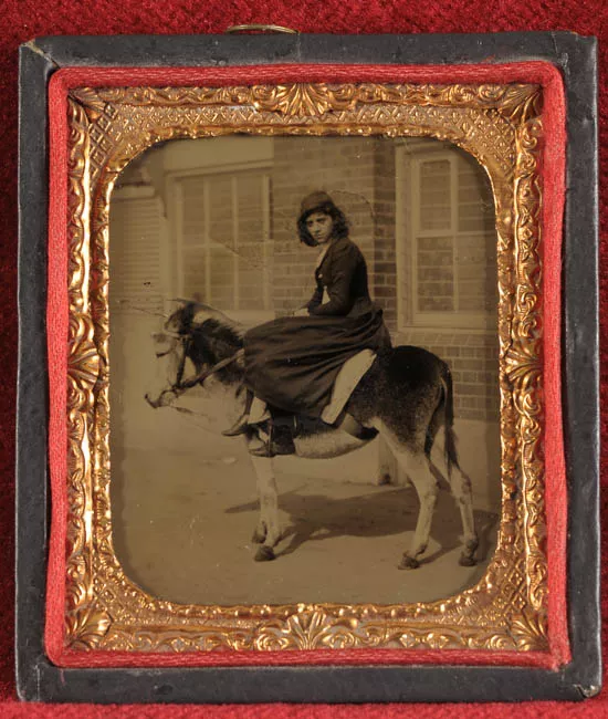 Retrato de mujer en burro