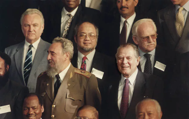 Presidente Aylwin con Fidel Castro y Rainiero de Mónaco