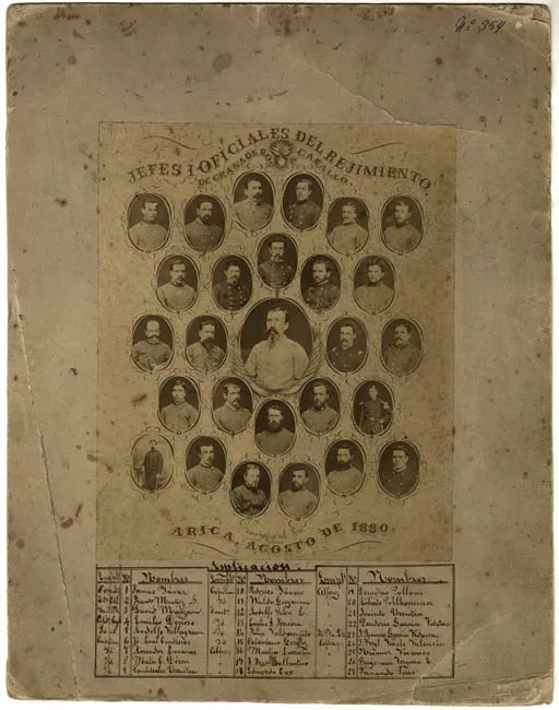Retrato-Mosaico de jefes y oficiales del Regimiento  Granaderos 
