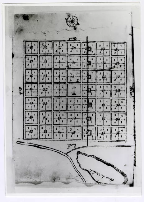 PLANO CURICO,RIEGO DE LA TRAZA DE CURICO
