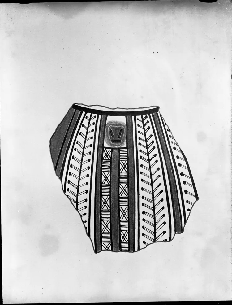 Dibujo de parte frontal de aríbalo cuzqueño