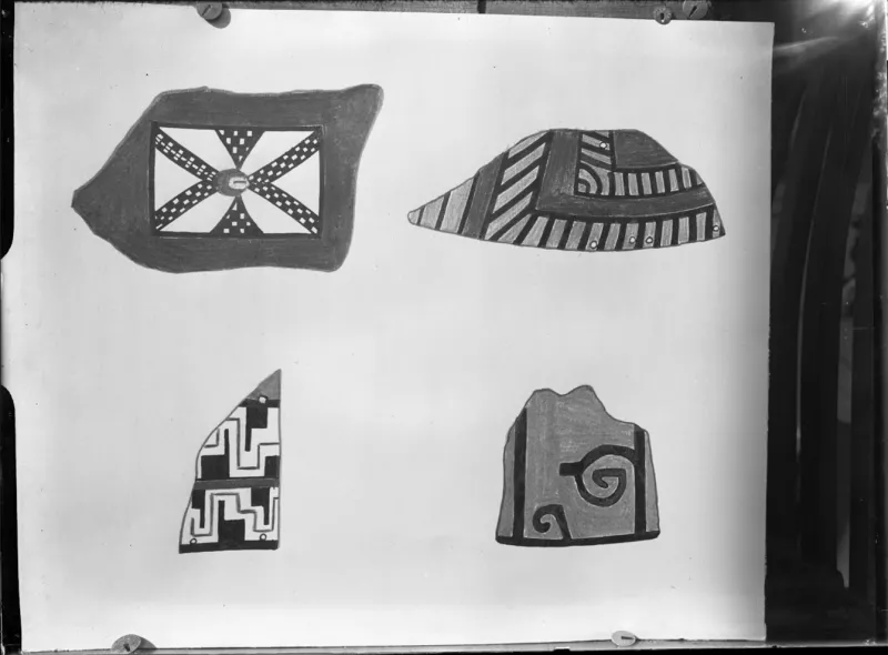 Dibujo de fragmentos cerámicos decorados