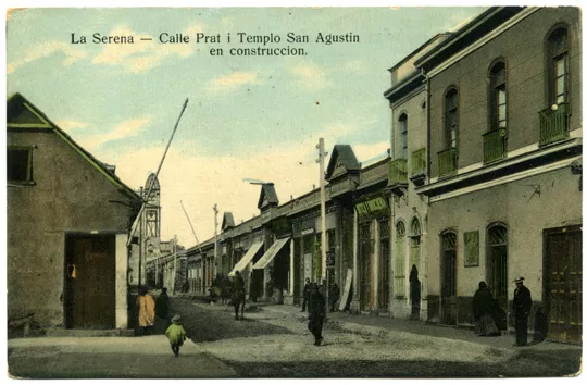 Calle Prat y templo San Agustín de La Serena