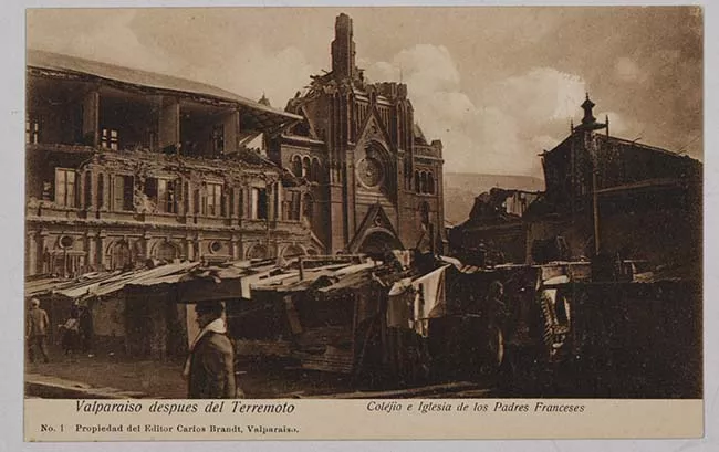 Valparaíso después del terremoto - Colegio e Iglesia de los Padres Franceses