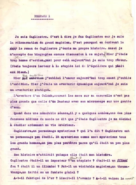 Prefacio I  [manuscrito] Vicente Huidobro.