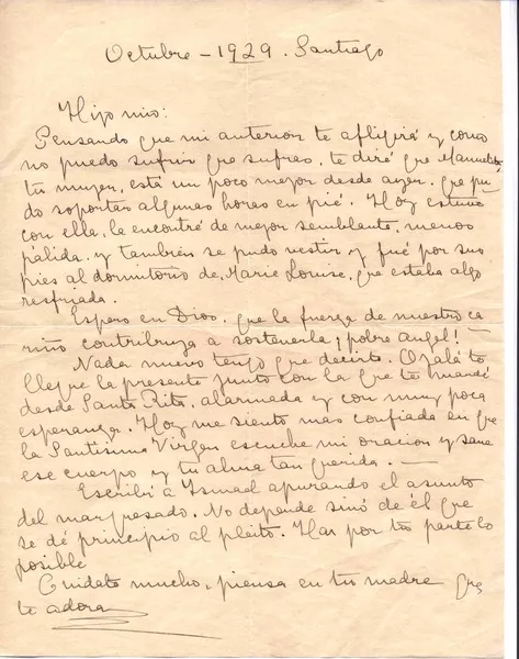 Santiago, Chile [a] Vicente Huidobro, Paris [manuscrito] María Luisa Fernández.