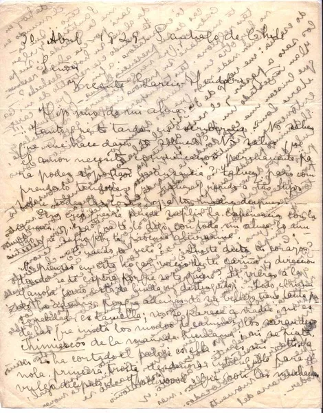 Llolleo, Chile [a] Vicente Huidobro, Paris [manuscrito] María Luisa Fernández.