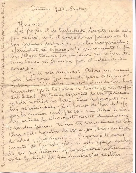 Santiago, Chile [a] Vicente Huidobro, Paris [manuscrito] María Luisa Fernández.