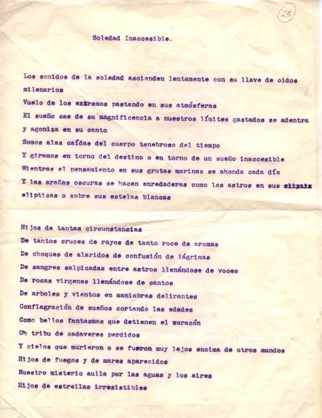 Soledad inaccesible  [manuscrito] Vicente Huidobro.
