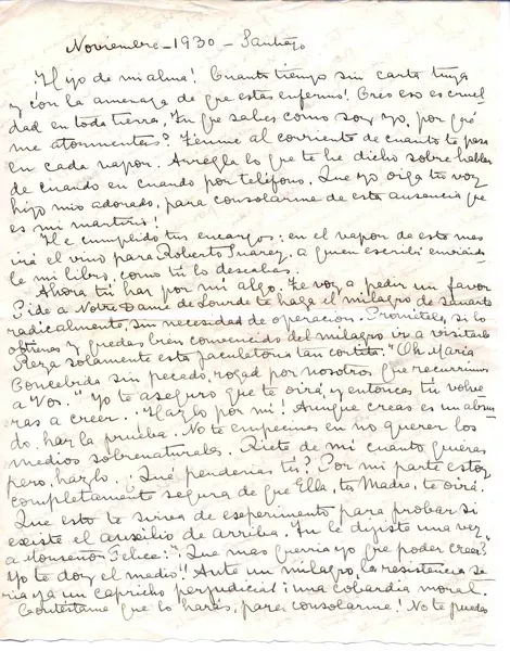 Santiago, Chile [a] Vicente Huidobro, [Europa] [manuscrito] María Luisa Fernández.
