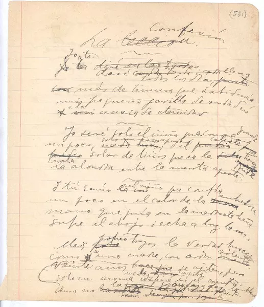 La confesión  [manuscrito] Gabriela Mistral.