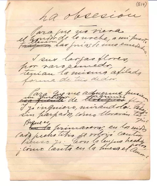 La obsesión  [manuscrito] Gabriela Mistral.
