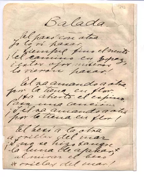 Balada ; Una carta  [manuscrito] Gabriela Mistral.