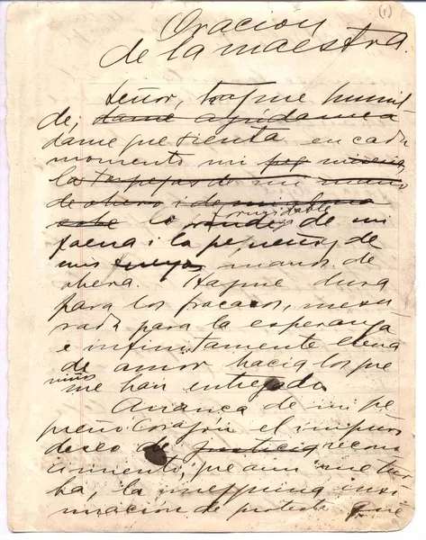 Oración de la maestra  [manuscrito] Gabriela Mistral.