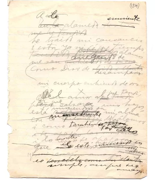 A la alameda muriente  [manuscrito] Gabriela Mistral.