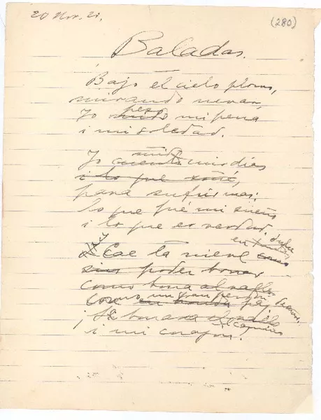 Baladas  [manuscrito] Gabriela Mistral.