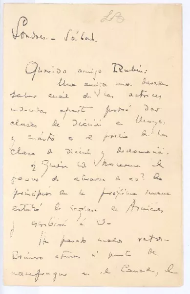 [Carta] [entre 1910 y 1916], Londres, Inglaterra [a] Rubén Darío  [manuscrito] Luis Bonafoux.