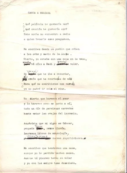 Carta a Mariana  [manuscrito] Jorge Teillier.