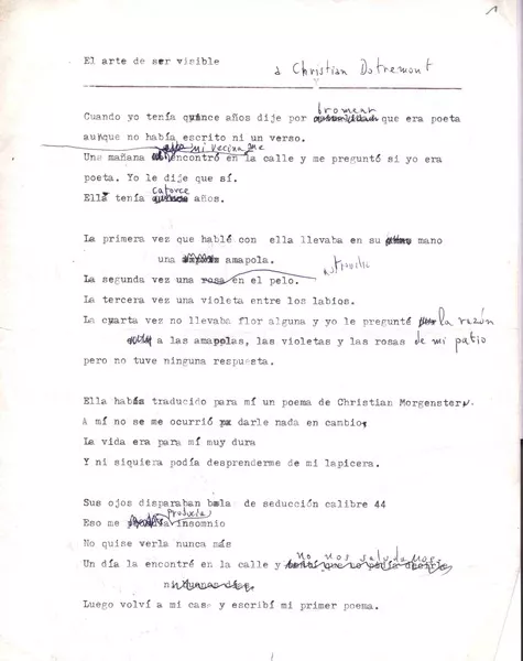 El arte de ser visible  [manuscrito] Jorge Teillier.