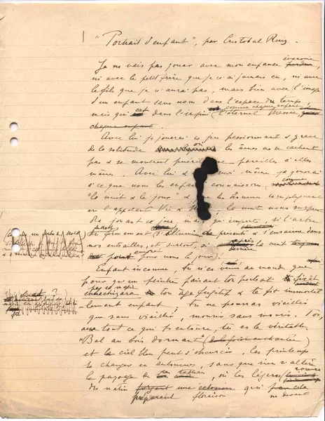 Portrait d'enfant par Cristóbal Ruiz  [manuscrito] Augusto D'Halmar.