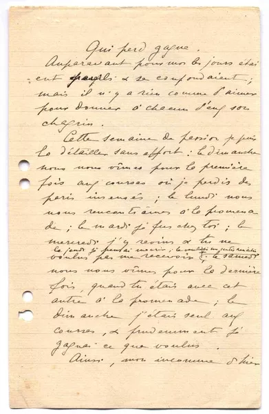 Qui perd gagne  [manuscrito] Augusto D'Halmar.