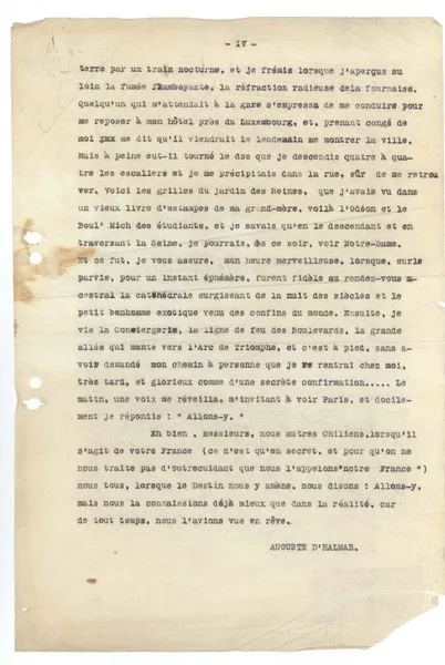 [Terre par un train nocturne ...]  [manuscrito] Augusto D'Halmar.