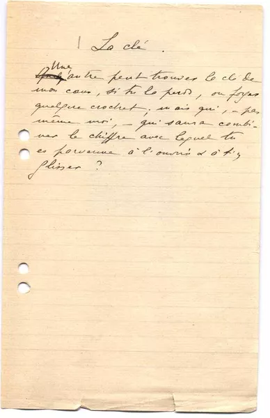 La clé  [manuscrito] Augusto D'Halmar.