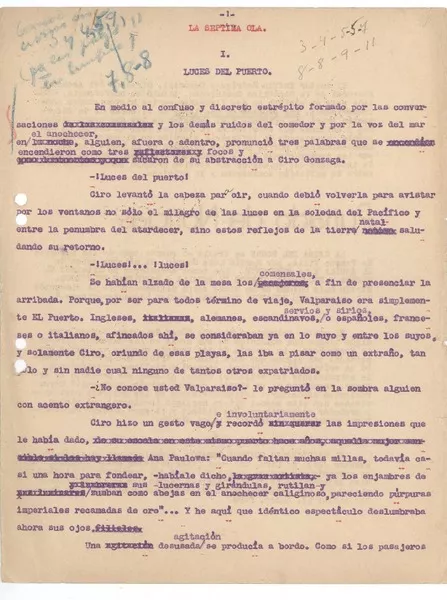 La séptima ola  [manuscrito] Augusto D'Halmar.