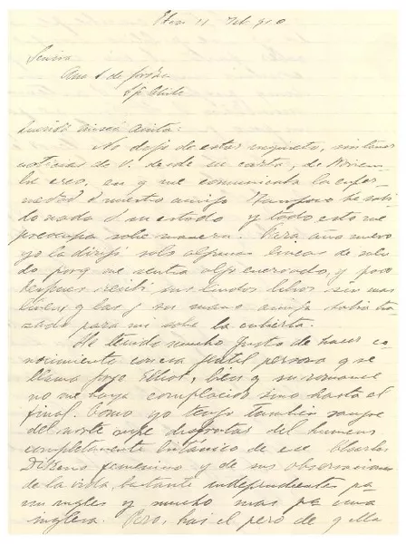 [Carta] 1910 feb. 11, Eten, Perú [a] Anita vda. de Jordán  [manuscrito] Augusto D'Halmar.