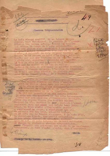 Chanson crepusculaire  [manuscrito] Rubén Darío.