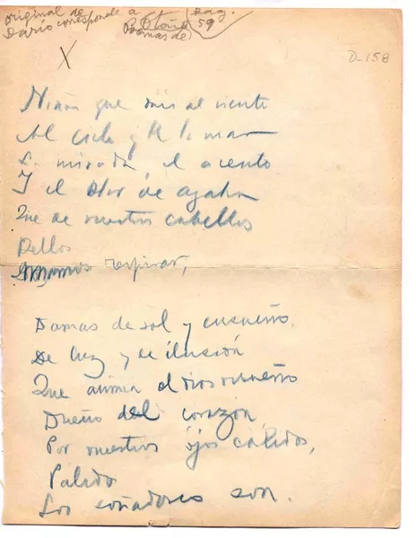 [Niña que vais al viento...]  [manuscrito] Rubén Darío.