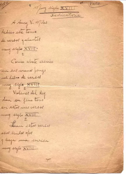 Muy siglo XVIII  [manuscrito] Rubén Darío.