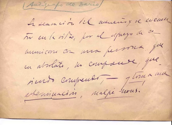 [La sensación del ensueño...]  [manuscrito] Rubén Darío.