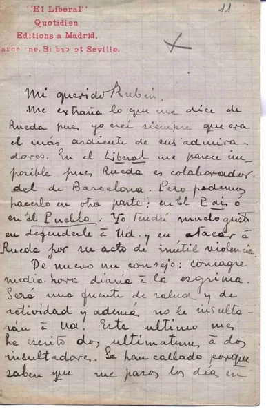 [Carta], c.1900 Madrid, España <a> Rubén Darío  [manuscrito] Enrique Gómez Carrillo.