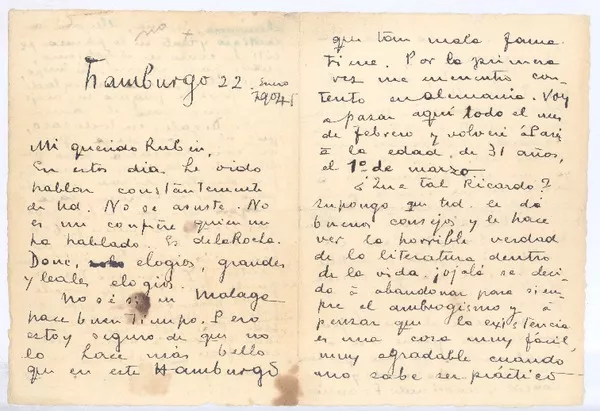 [Carta], 1904 ene. 22 Hamburgo <a> Rubén Darío  [manuscrito] Enrique Gómez Carrillo.