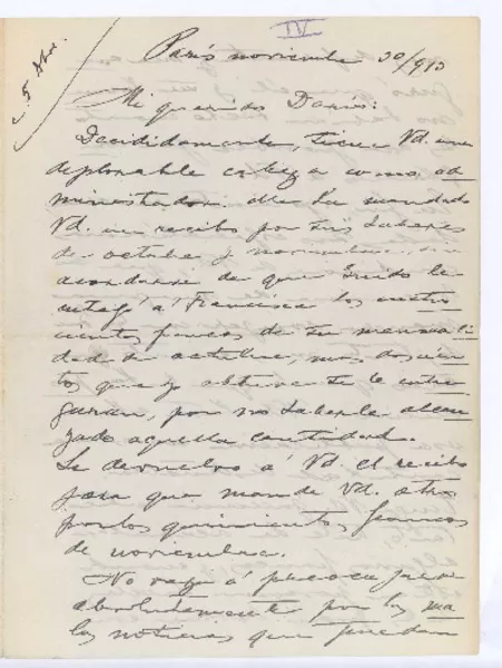 [Carta], 1913 nov. 30 Paris, Francia <a> Rubén Darío  [manuscrito] Julio Piquet.