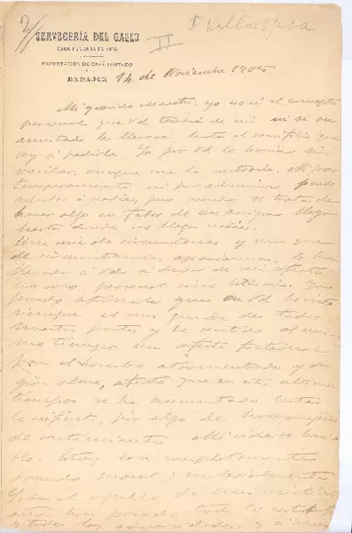[Carta], 1905 nov. 14 Badajoz, España <a> Rubén Darío  [manuscrito] Francisco Villaespesa.