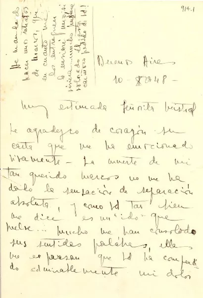 [Carta] 1948 [oct.?] 10, Buenos Aires, [Argentina] [a] Gabriela Mistral  [manuscrito] Mercedes Madero de Ayerza.