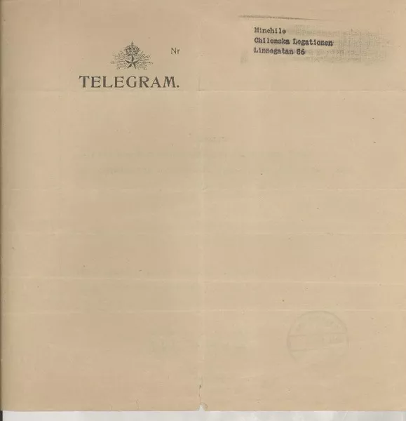 [Telegrama] 1946 jan. 3, Stockholm, [Suecia] [a] [Gabriela] Mistral, Rio, [Brasil]  [manuscrito] [Hervor] Kumlin.