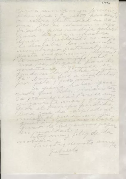 [Carta] [a] Caros amigos  [manuscrito] Gabriela Mistral.
