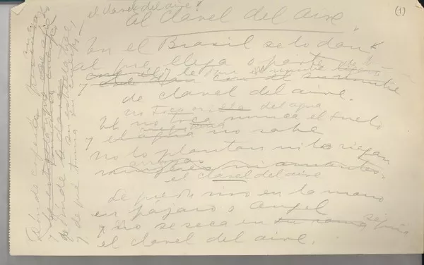 Al clavel del aire  [manuscrito] Gabriela Mistral.
