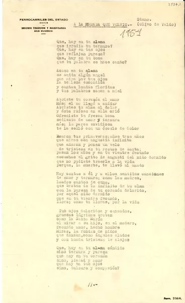 [Carta] 1954 sept. 22, Santiago [a] Gabriela Mistral  [manuscrito] Osvaldo Villarroel Morán.