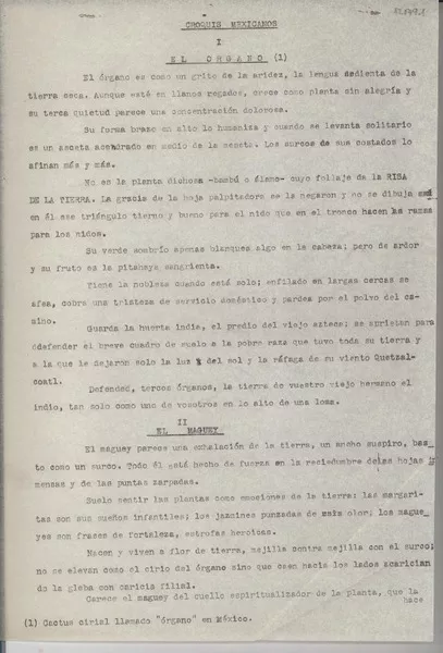 Croquis mexicanos  [manuscrito] Gabriela Mistral.