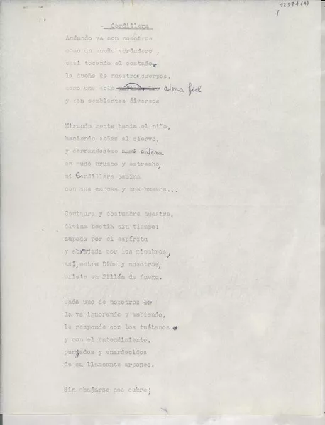 Cordillera  [manuscrito] [Gabriela Mistral].